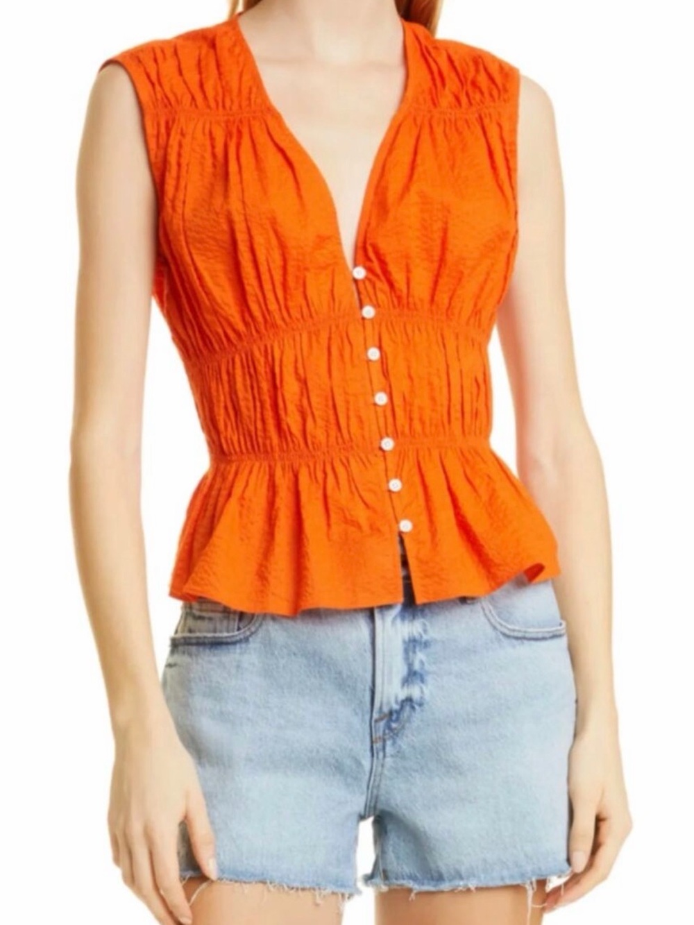 Frame Denim Orange Sleeveless Top